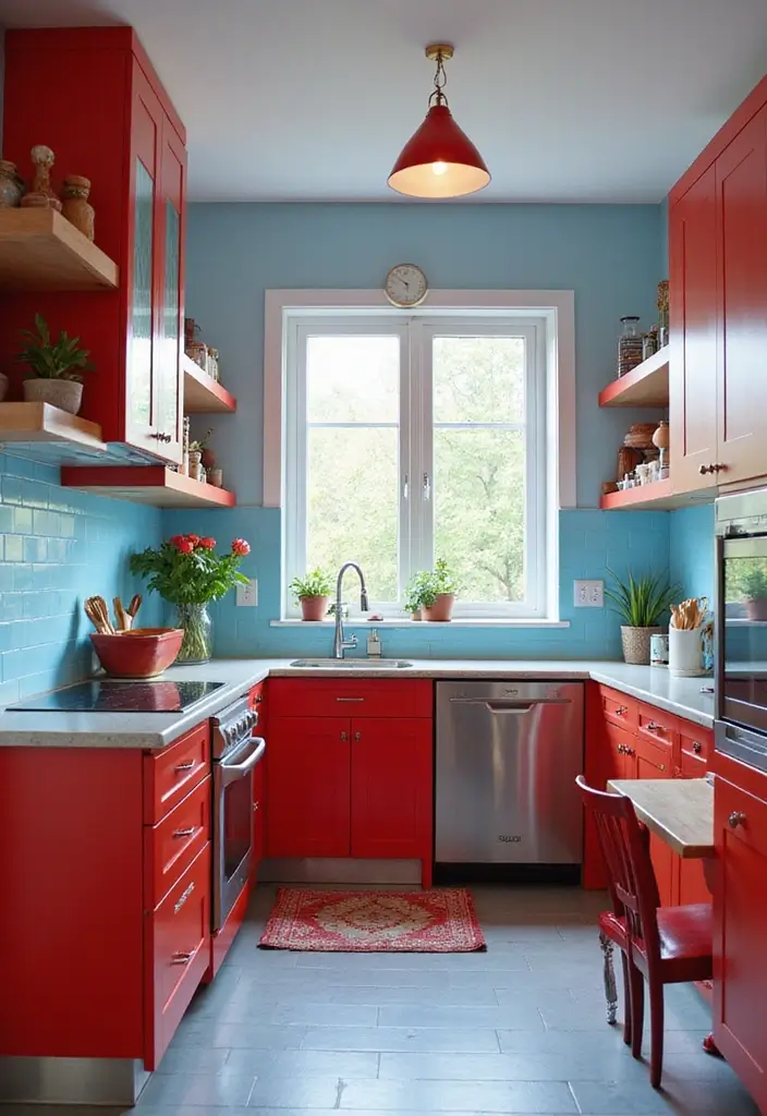 25 Sky Blue Color Combinations That Feel Fresh & Modern - 20. Sky Blue with Cherry Red