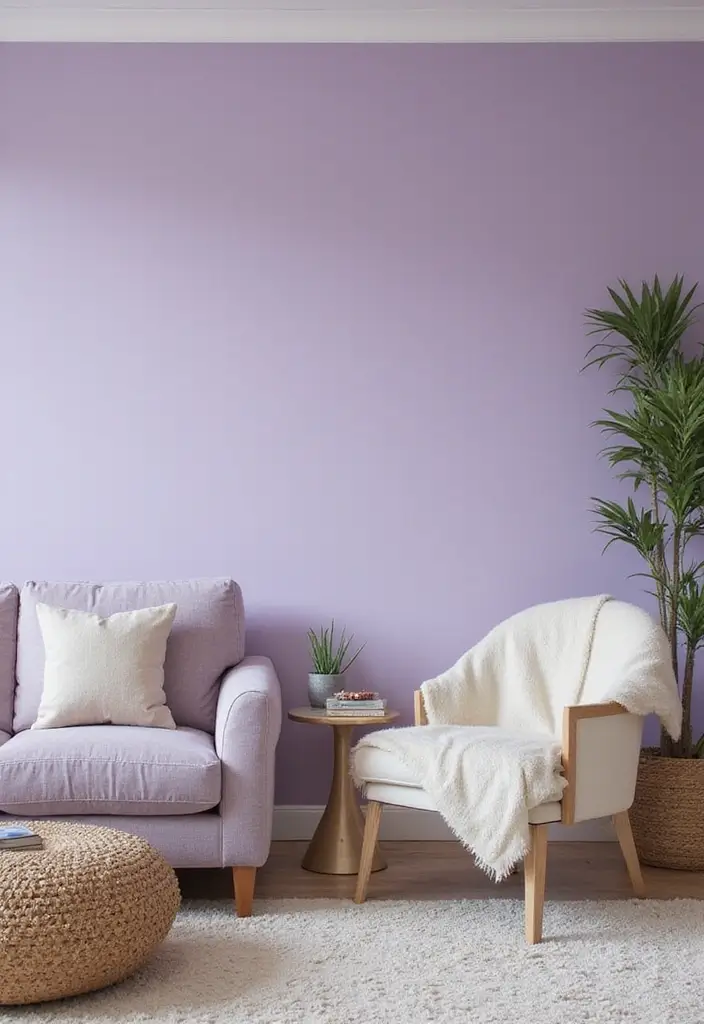25 Stunning Color Combinations for Living Room Decor - 8. Lavender and Cream