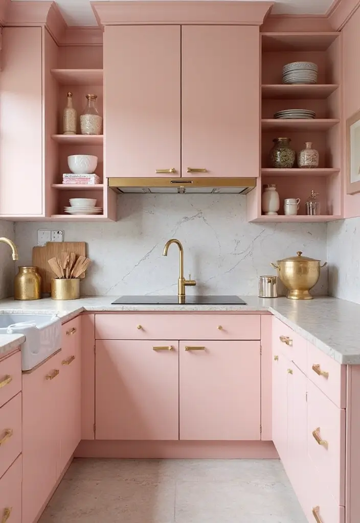 25 Trending Paint Ideas for Kitchen Walls That Brighten Your Home 11 25 Trending Paint Ideas for Kitchen Walls That Brighten Your Home - 11. Glossy Blush Pink