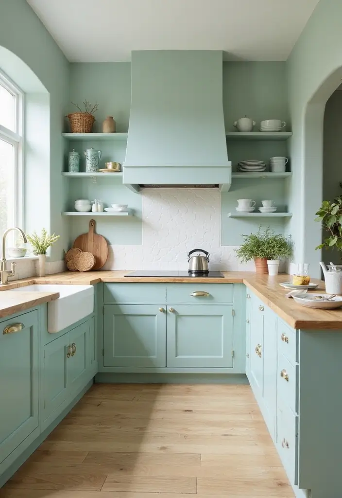 25 Trending Paint Ideas for Kitchen Walls That Brighten Your Home 18 25 Trending Paint Ideas for Kitchen Walls That Brighten Your Home - 18. Soft Seafoam