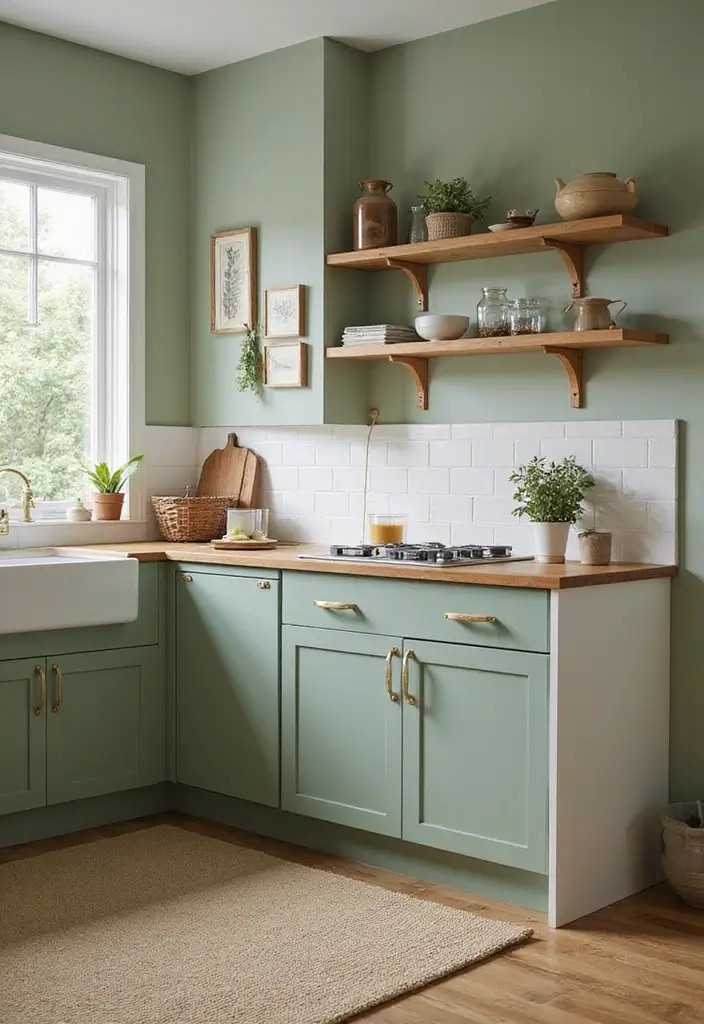 25 Trending Paint Ideas for Kitchen Walls That Brighten Your Home 2 25 Trending Paint Ideas for Kitchen Walls That Brighten Your Home - 2. Soft Sage Green