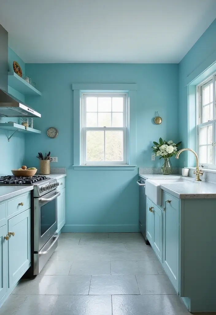 25 Trending Paint Ideas for Kitchen Walls That Brighten Your Home 3 25 Trending Paint Ideas for Kitchen Walls That Brighten Your Home - 3. Cool Ocean Blue