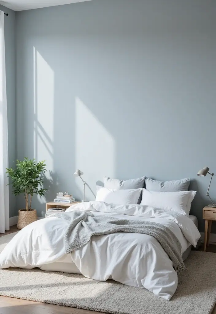 25 Two Tone Wall Paint Ideas That Look Elegant & Stylish - 10. Light Gray with Soft Blue