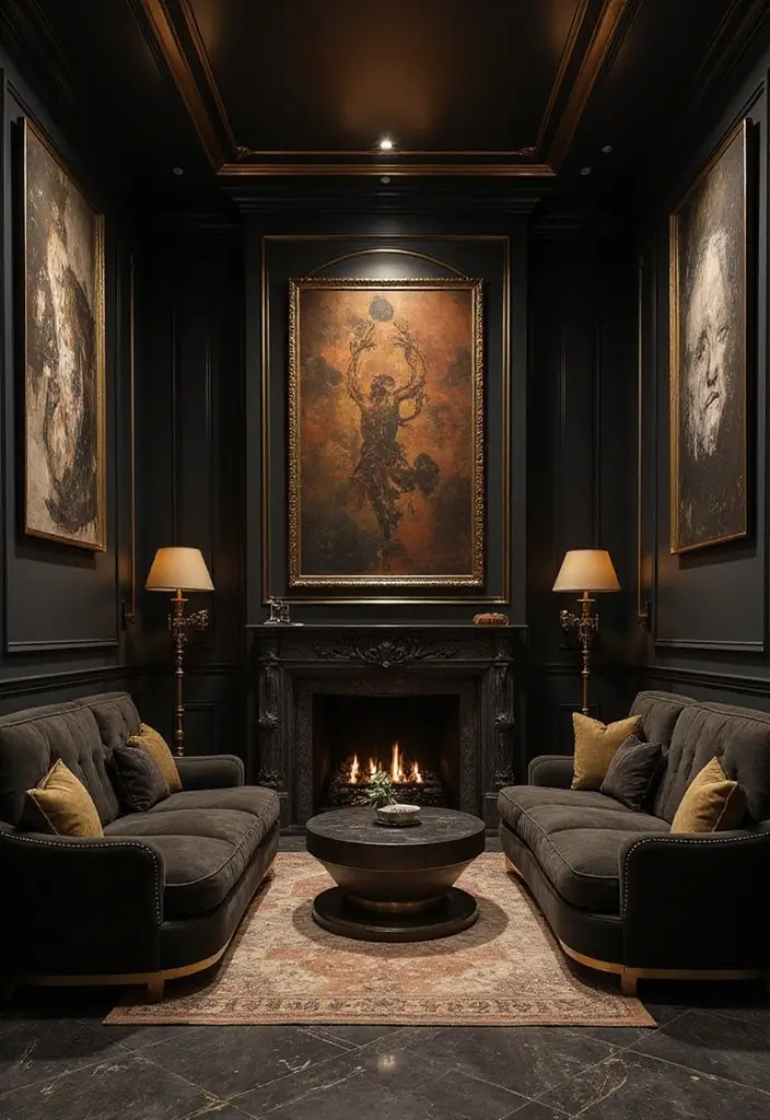 25 Two Tone Wall Paint Ideas That Look Elegant & Stylish - 19. Statement Black and Gold