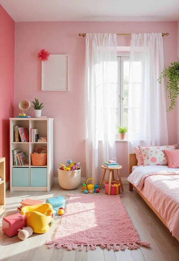 25 Two Tone Wall Paint Ideas That Look Elegant & Stylish - 22. Bright Pink and White