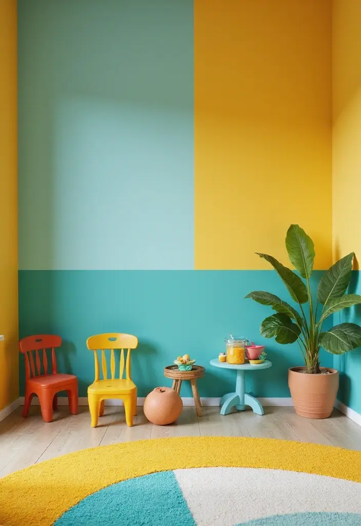 25 Two Tone Wall Paint Ideas That Look Elegant & Stylish - 6. Color Blocked Fun