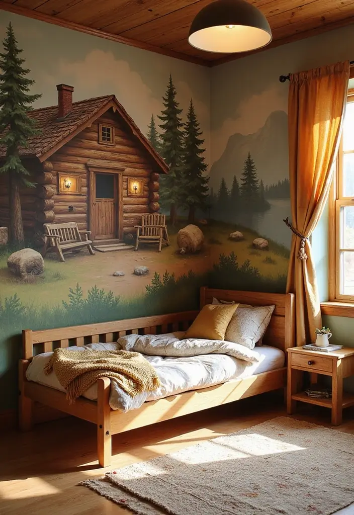 25 Unique Paint Designs on Wall to Add Personality to Your Home - 16. Cozy Cabin Retreat