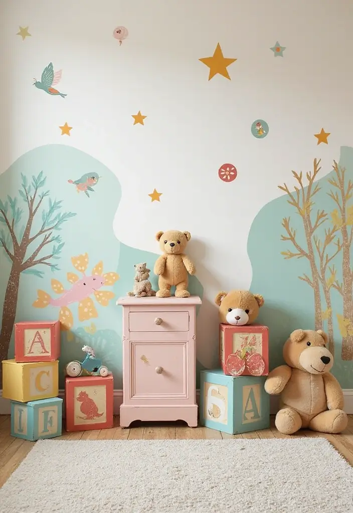 25 Unique Paint Designs on Wall to Add Personality to Your Home - 18. Vintage Toyland