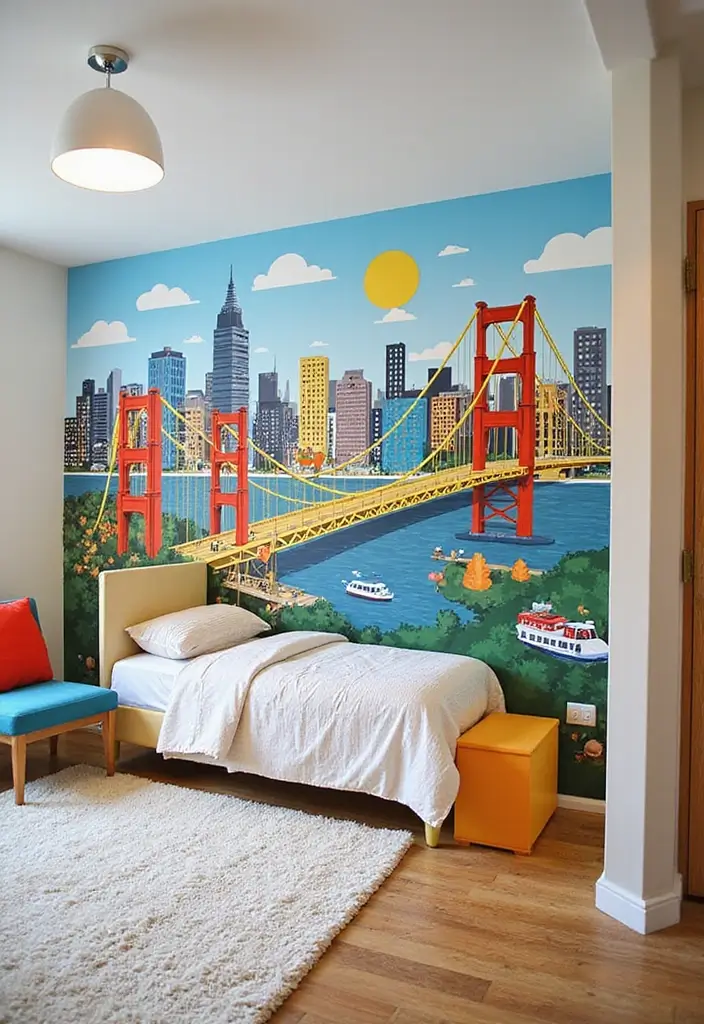 25 Unique Paint Designs on Wall to Add Personality to Your Home - 19. Dynamic Cityscape