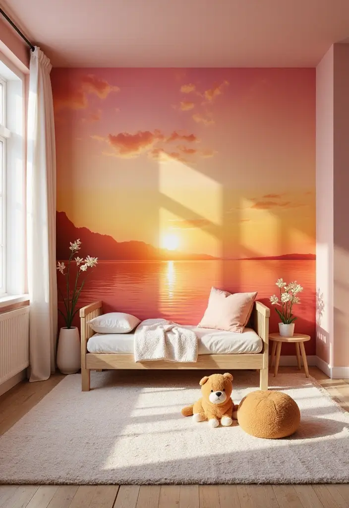 25 Unique Paint Designs on Wall to Add Personality to Your Home - 23. Vibrant Sunset Scene