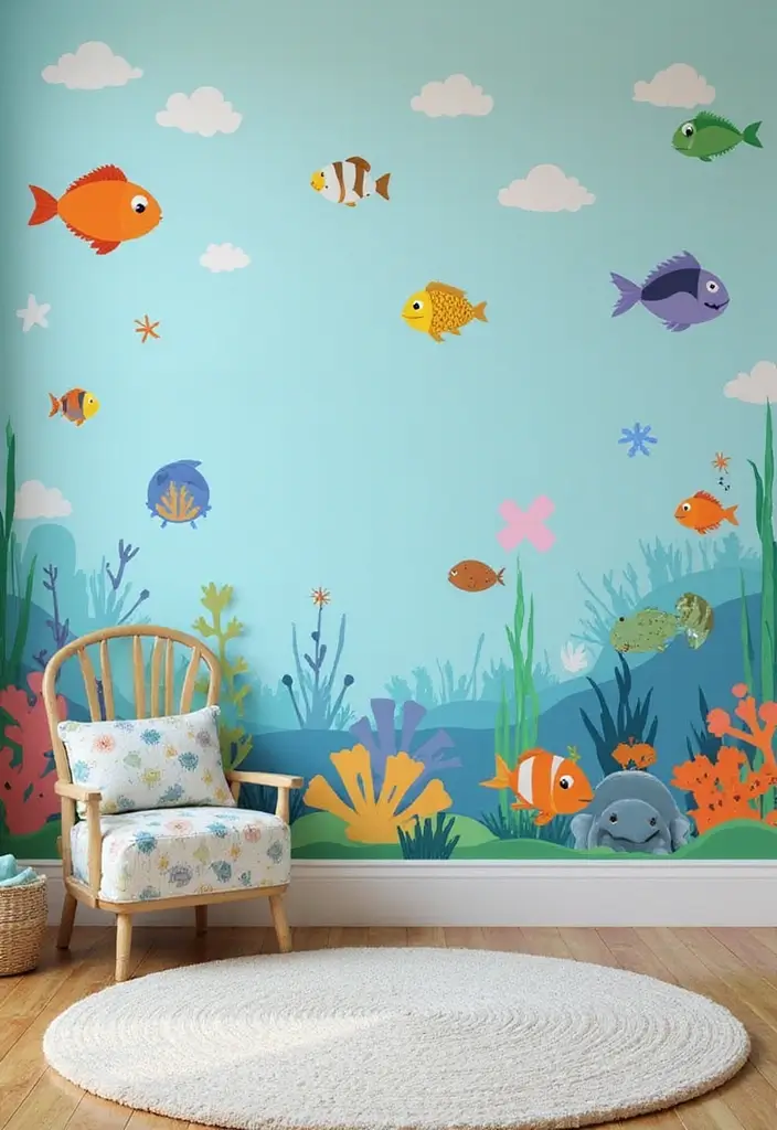 25 Unique Paint Designs on Wall to Add Personality to Your Home - 3. Under the Sea