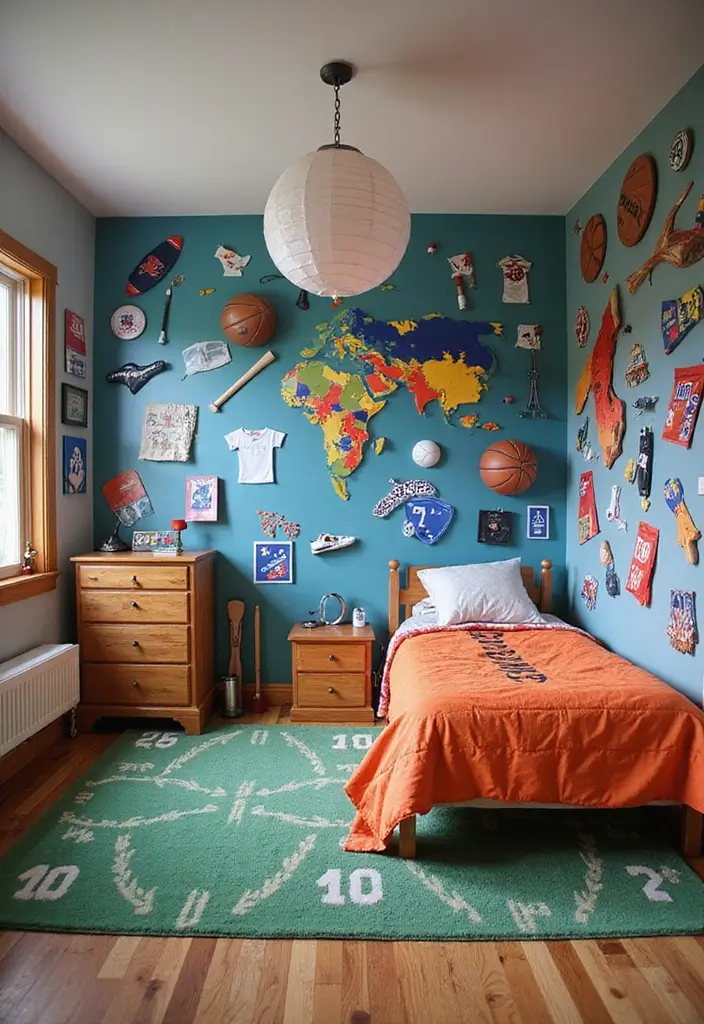 25 Unique Paint Designs on Wall to Add Personality to Your Home - 9. Sports Fanatic Zone