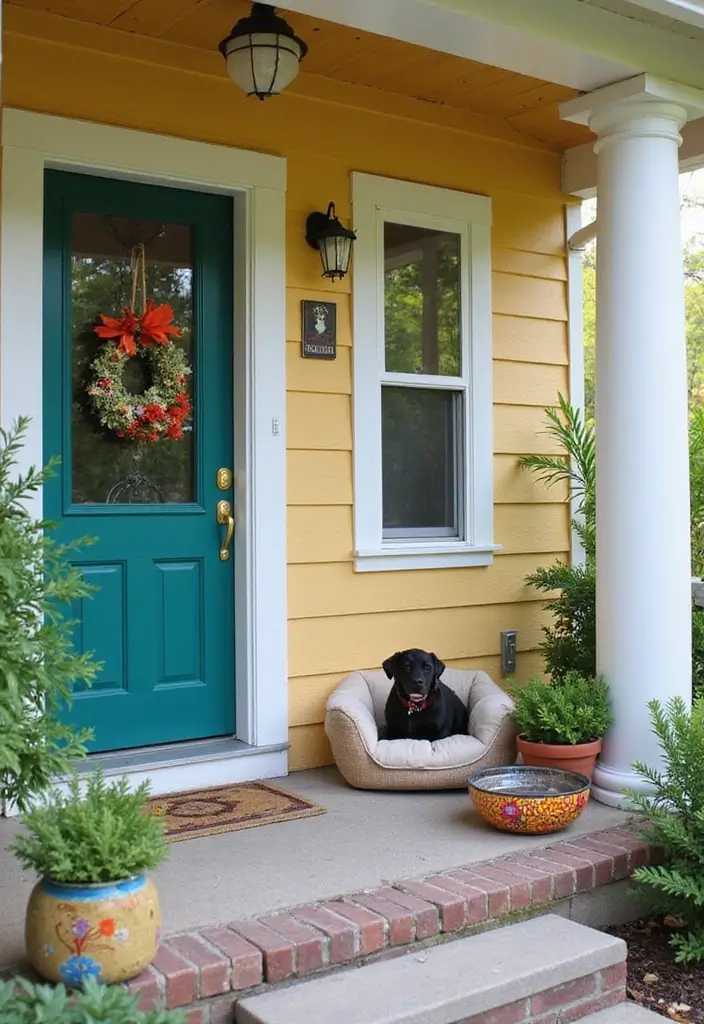 30 Small Front Porch Ideas That Maximize Every Inch - 26. Pet-Friendly Features