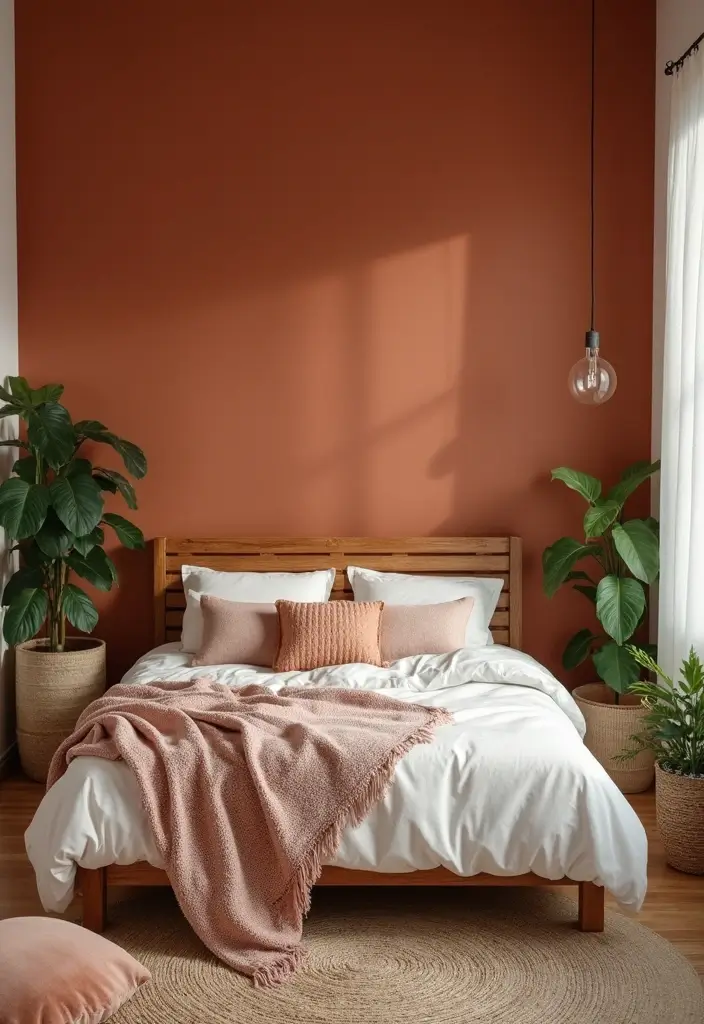 30 Bedroom Paint Ideas Accent Wall That Elevate Style - 1. Earthy Terracotta Tones