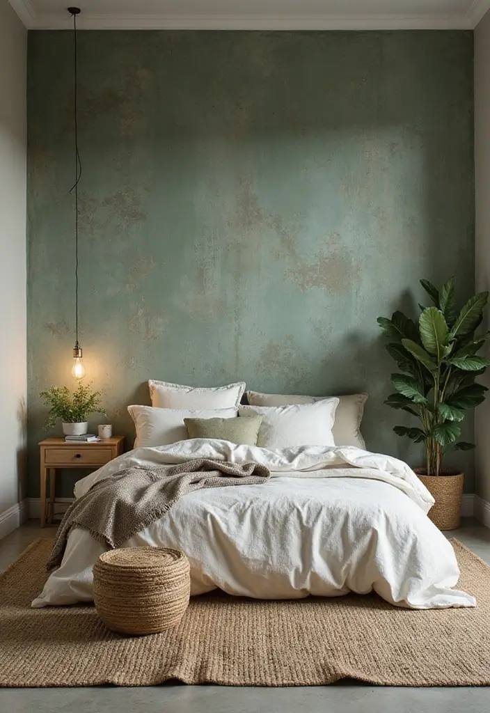 30 Bedroom Paint Ideas Accent Wall That Elevate Style - 10. Rustic Sage Green