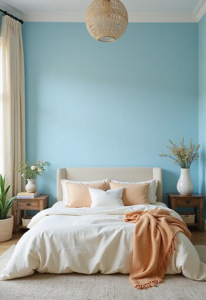 30 Bedroom Paint Ideas Accent Wall That Elevate Style - 12. Vintage Sky Blue