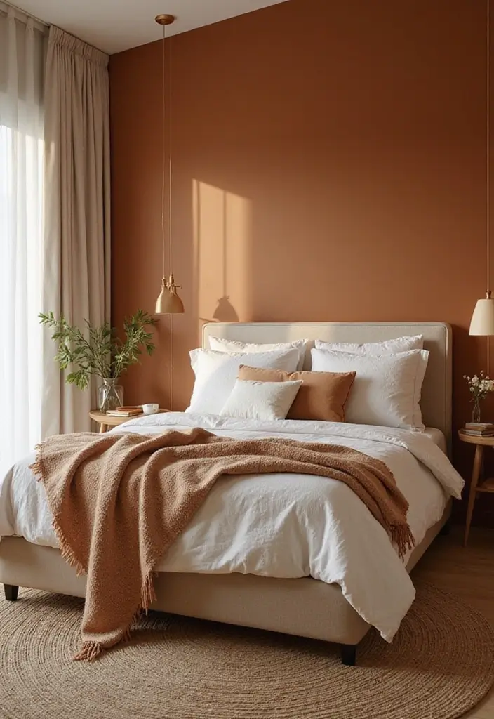 30 Bedroom Paint Ideas Accent Wall That Elevate Style - 13. Warm Caramel