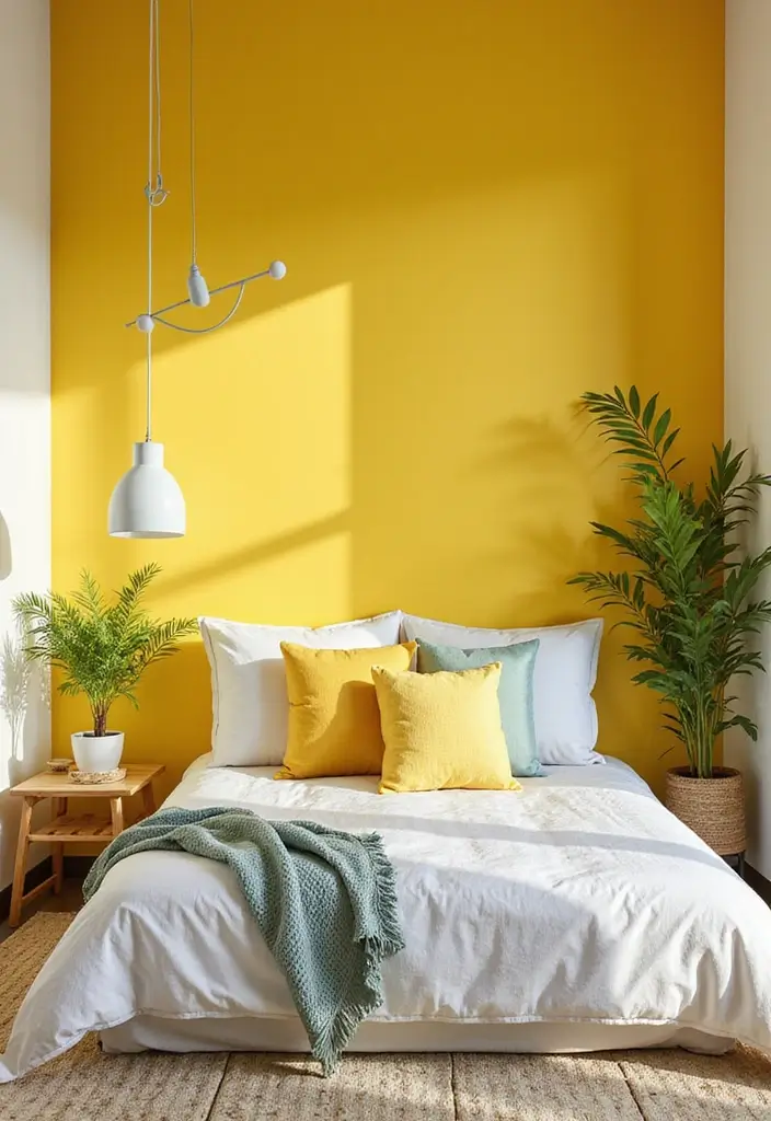 30 Bedroom Paint Ideas Accent Wall That Elevate Style - 14. Cheerful Lemonade Yellow