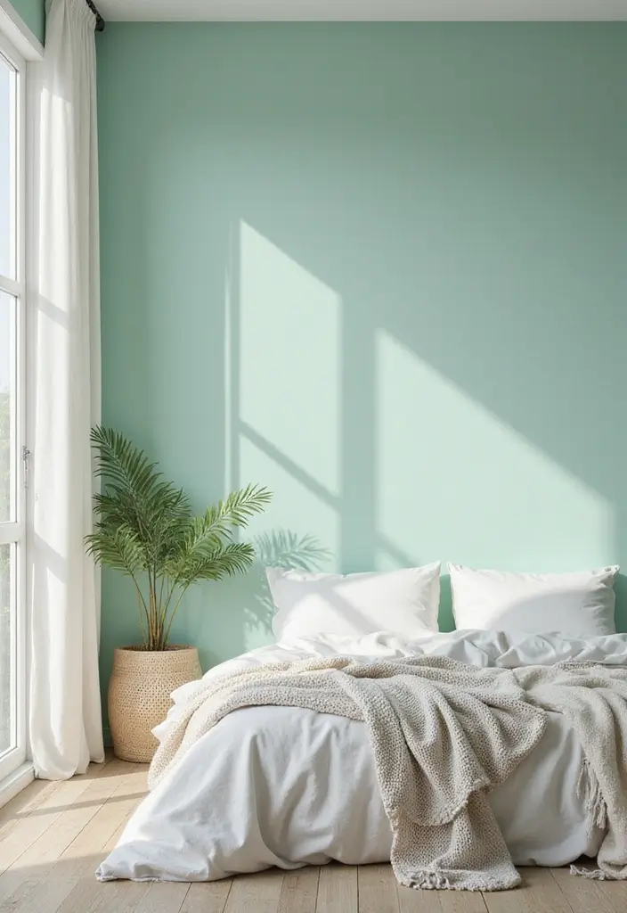 30 Bedroom Paint Ideas Accent Wall That Elevate Style - 16. Pastel Mint