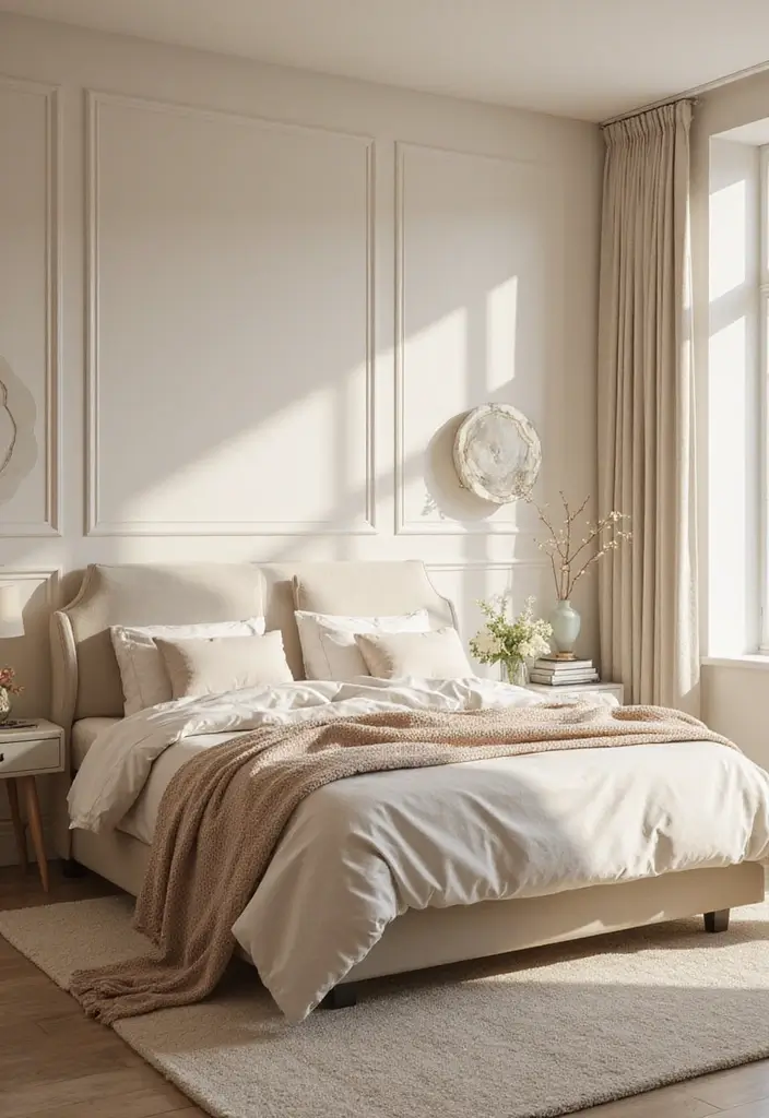30 Bedroom Paint Ideas Accent Wall That Elevate Style - 18. Soft Cream