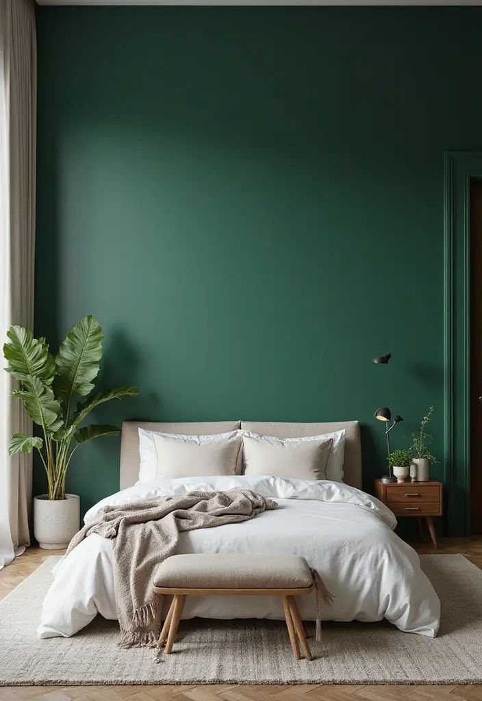 30 Bedroom Paint Ideas Accent Wall That Elevate Style - 2. Deep Emerald Green