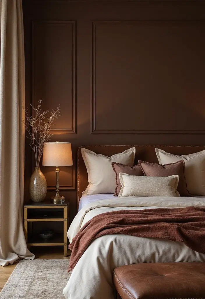 30 Bedroom Paint Ideas Accent Wall That Elevate Style - 22. Rich Chocolate Brown