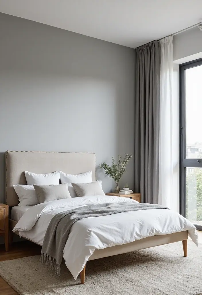 30 Bedroom Paint Ideas Accent Wall That Elevate Style - 23. Light Grey