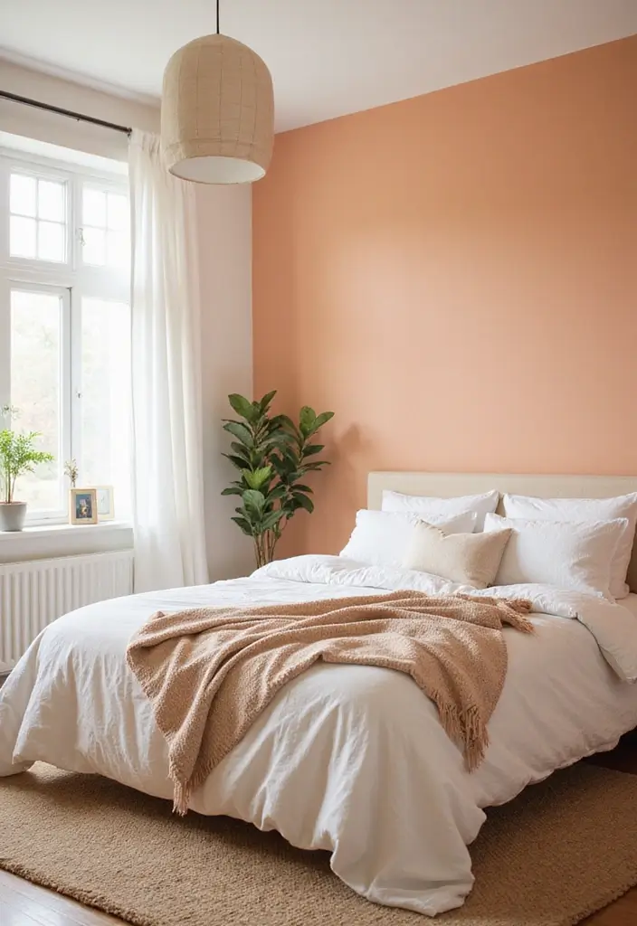 30 Bedroom Paint Ideas Accent Wall That Elevate Style - 26. Soft Apricot