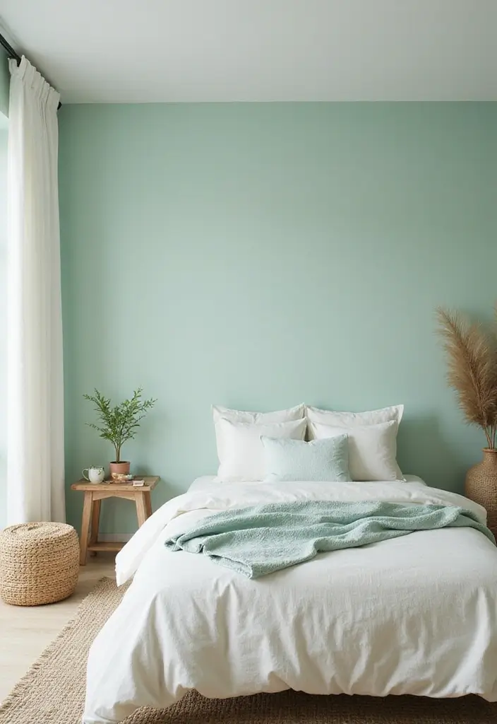 30 Bedroom Paint Ideas Accent Wall That Elevate Style - 30. Tranquil Seafoam Green