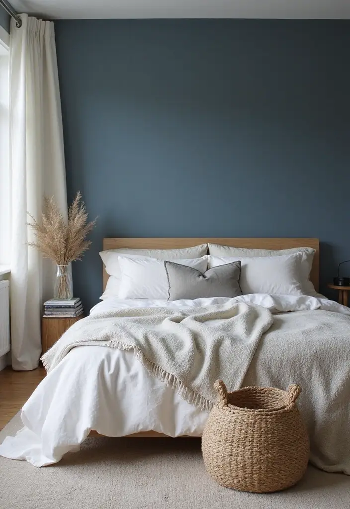 30 Bedroom Paint Ideas Accent Wall That Elevate Style - 4. Muted Indigo