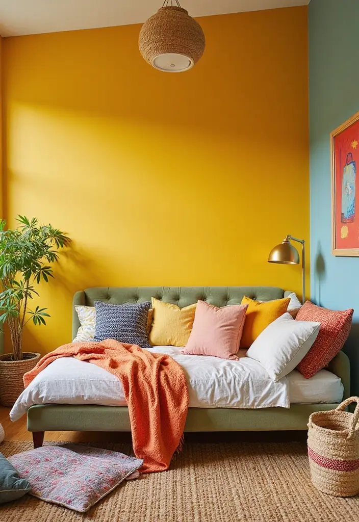 30 Bedroom Paint Ideas Accent Wall That Elevate Style - 5. Vibrant Mustard Yellow