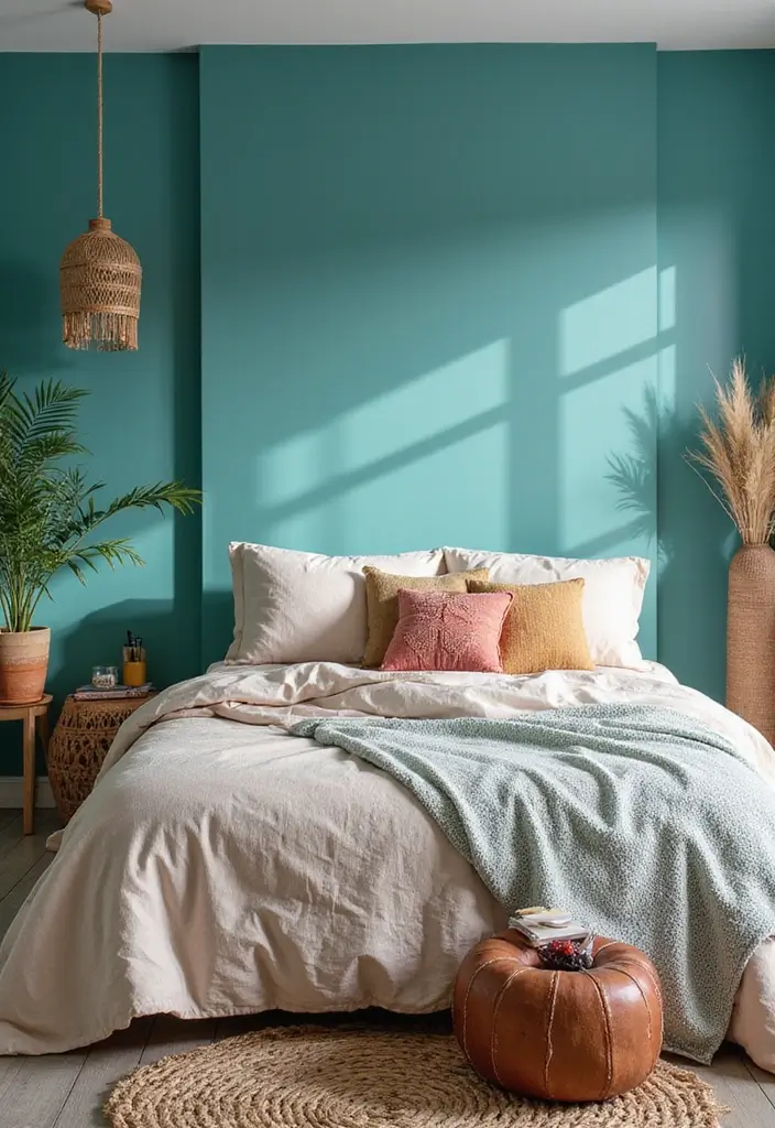 30 Bedroom Paint Ideas Accent Wall That Elevate Style - 6. Terrific Teal