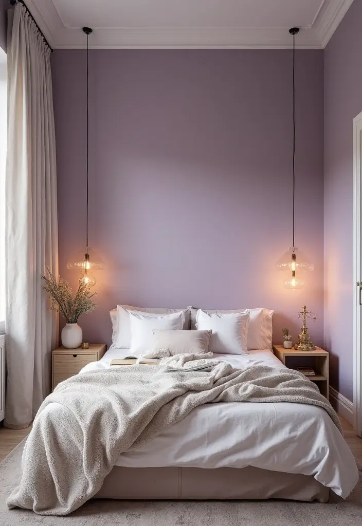 30 Bedroom Paint Ideas Accent Wall That Elevate Style - 7. Charming Lavender
