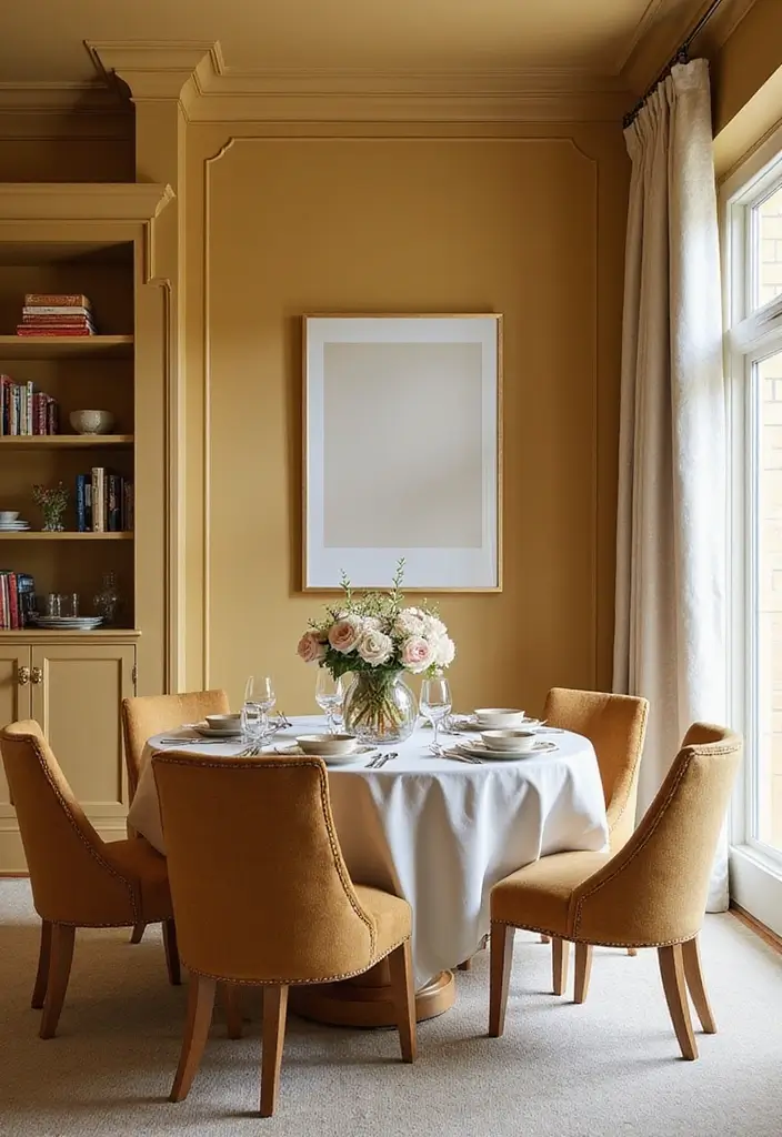 30 Best Dining Room Paint Colors for Elegant & Modern Interiors - 20. Soft Gold