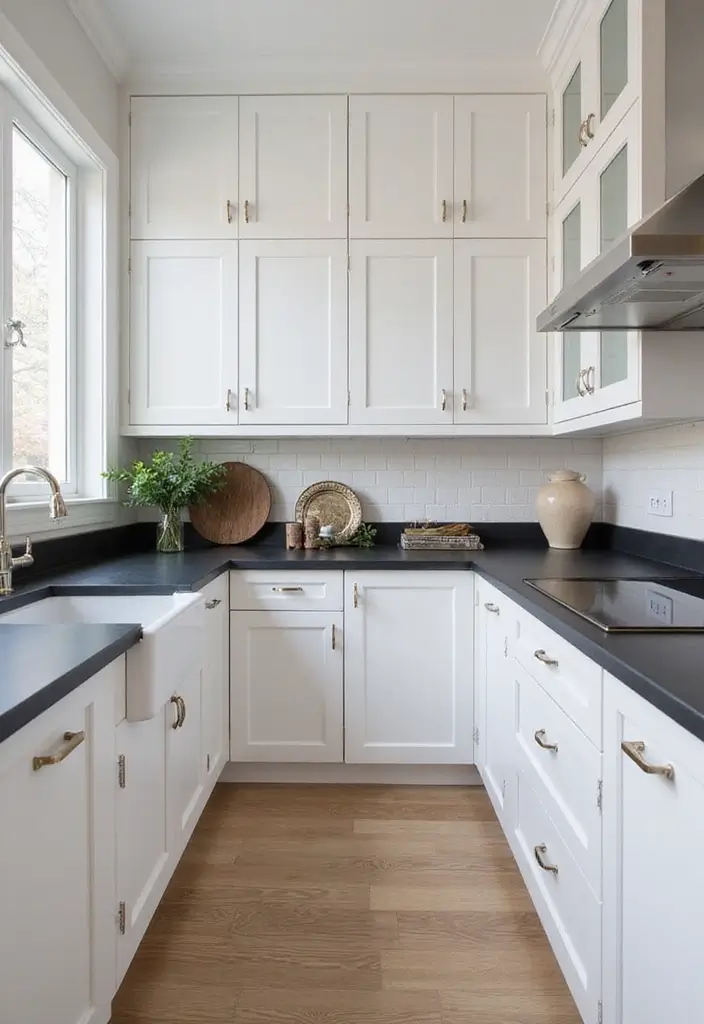 30 Black Countertops Kitchen Color Schemes That Look Chic - 1. Classic White and Black