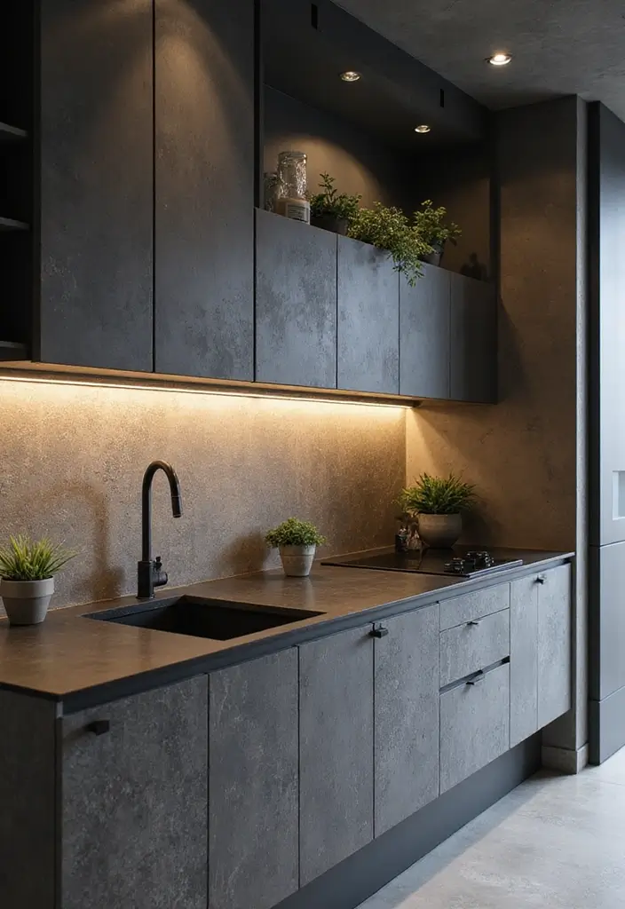 30 Black Countertops Kitchen Color Schemes That Look Chic - 12. Textured Surfaces