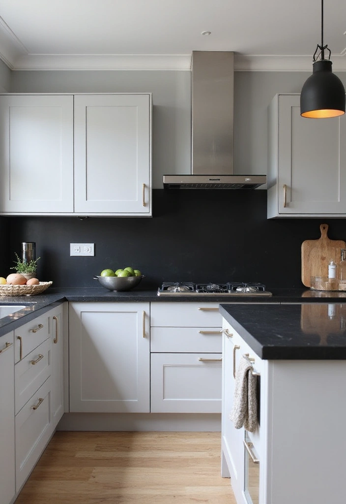 30 Black Countertops Kitchen Color Schemes That Look Chic - 15. Soft Gray and Black