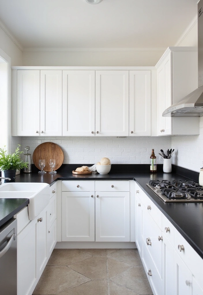 30 Black Countertops Kitchen Color Schemes That Look Chic - 17. Bright Whites