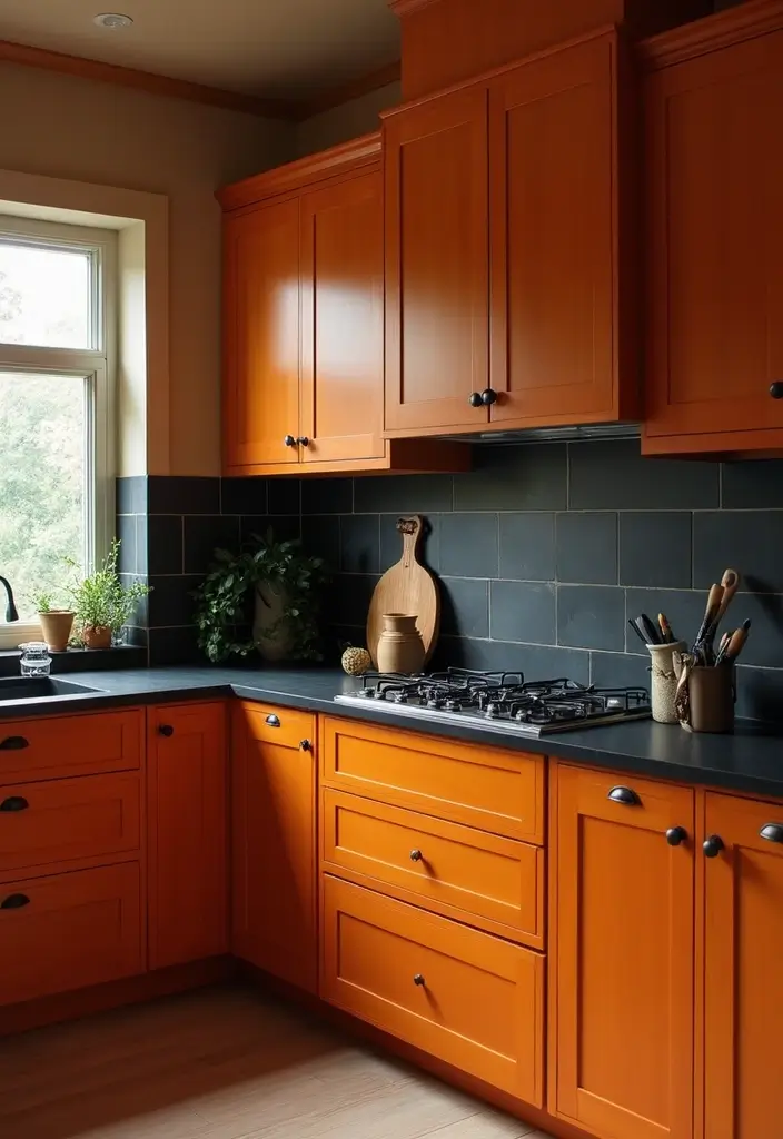 30 Black Countertops Kitchen Color Schemes That Look Chic - 18. Warm Tones