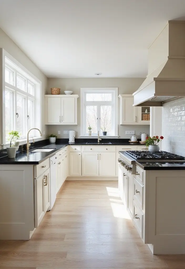 30 Black Countertops Kitchen Color Schemes That Look Chic - 19. Bright Neutrals