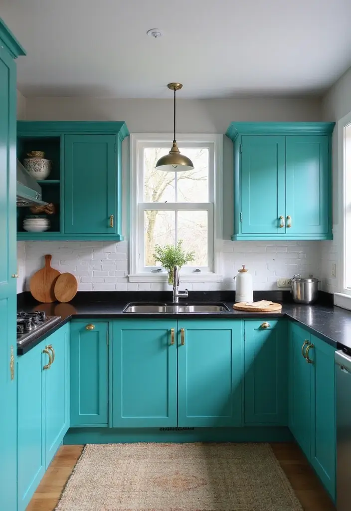 30 Black Countertops Kitchen Color Schemes That Look Chic - 20. Black and Teal