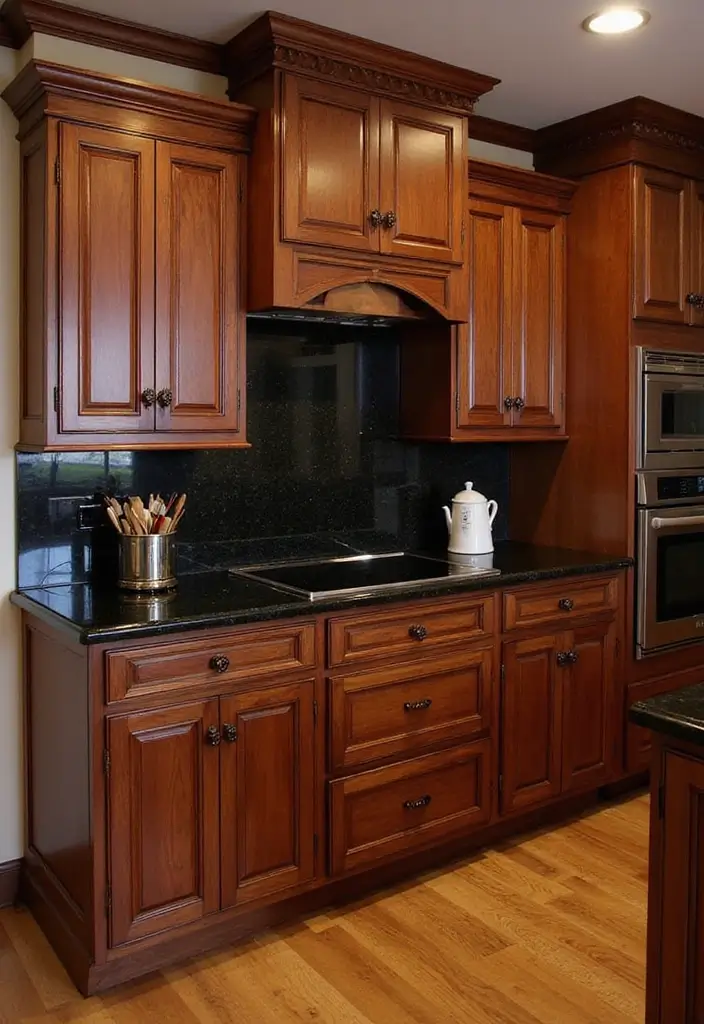 30 Black Countertops Kitchen Color Schemes That Look Chic - 24. Black and Cherry