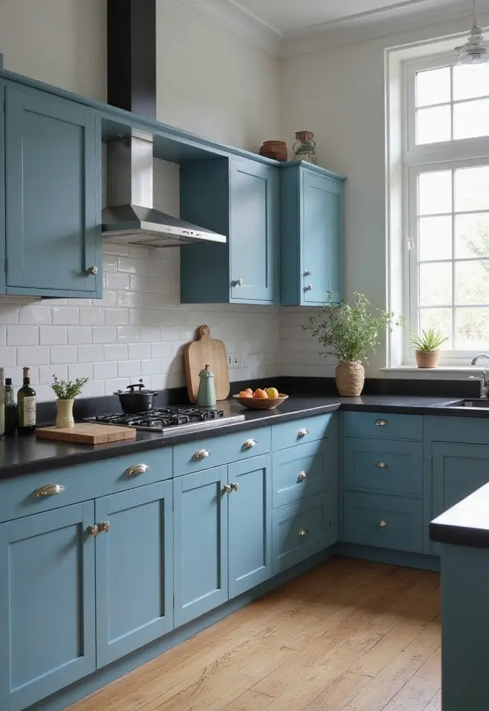 30 Black Countertops Kitchen Color Schemes That Look Chic - 25. Earthy Blues