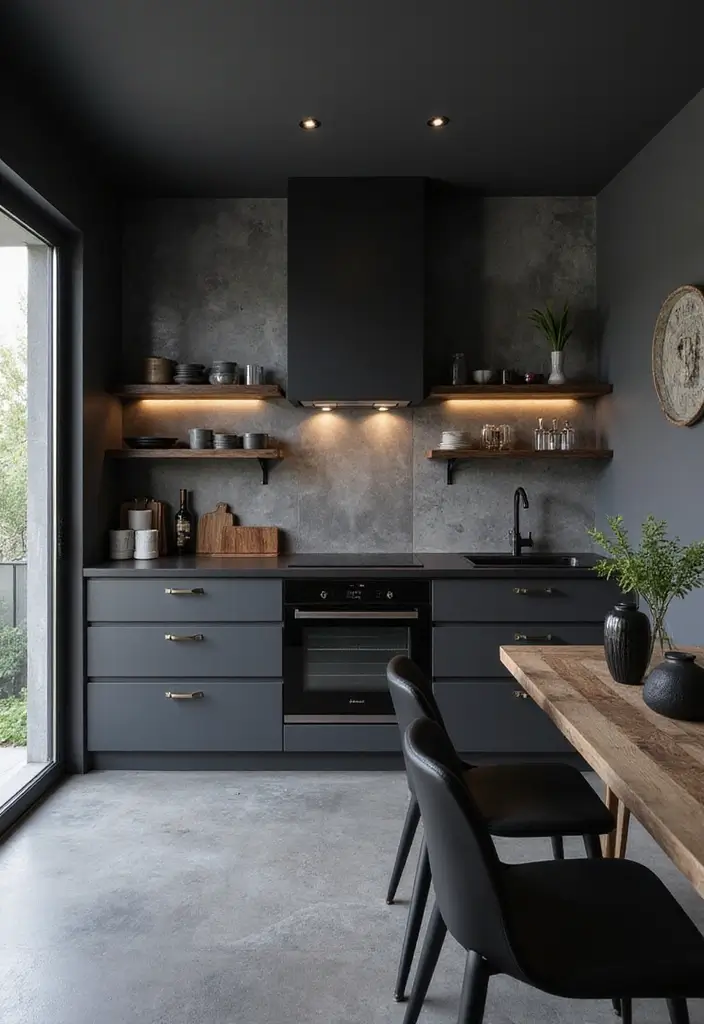 30 Black Countertops Kitchen Color Schemes That Look Chic - 26. Monochrome with a Twist