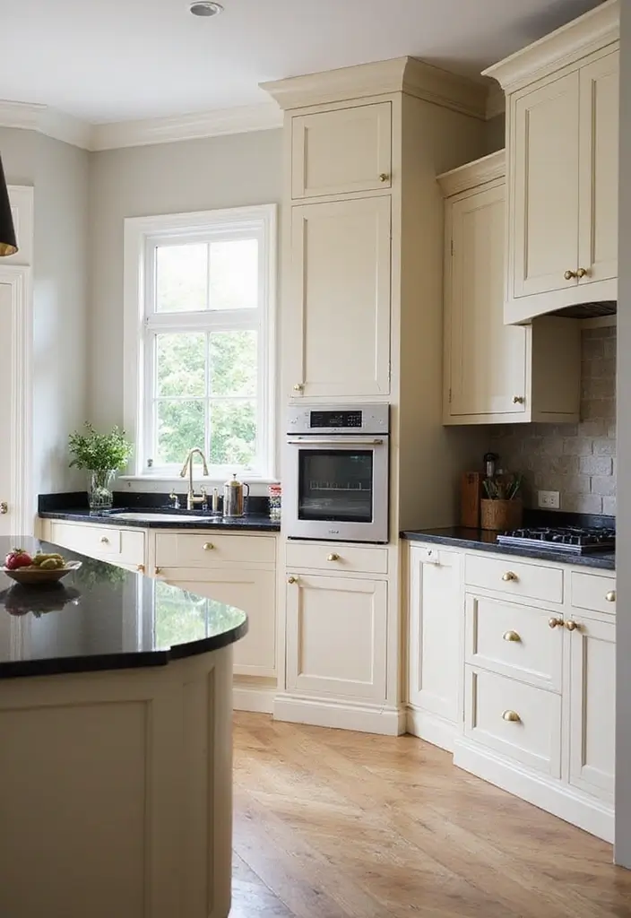 30 Black Countertops Kitchen Color Schemes That Look Chic - 29. Chic Black and Cream