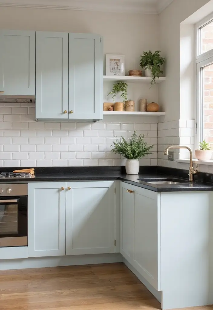 30 Black Countertops Kitchen Color Schemes That Look Chic - 3. Soft Pastels