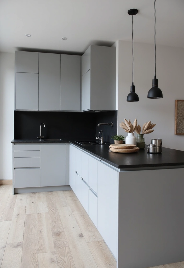 30 Black Countertops Kitchen Color Schemes That Look Chic - 4. Gray and Black Harmony