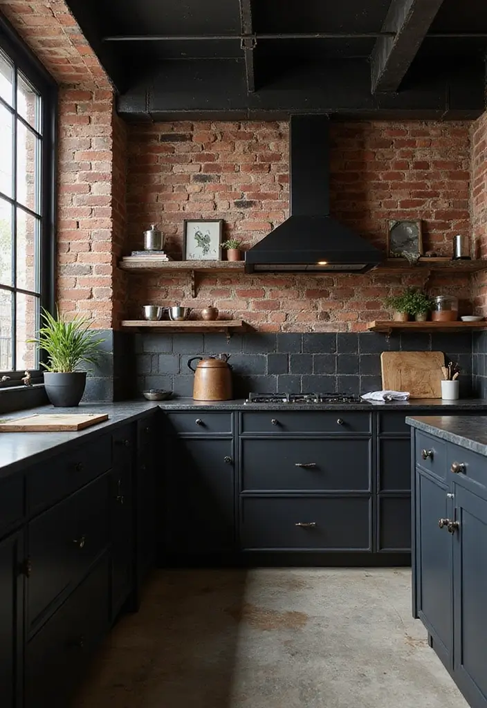 30 Black Countertops Kitchen Color Schemes That Look Chic - 8. Chic Industrial