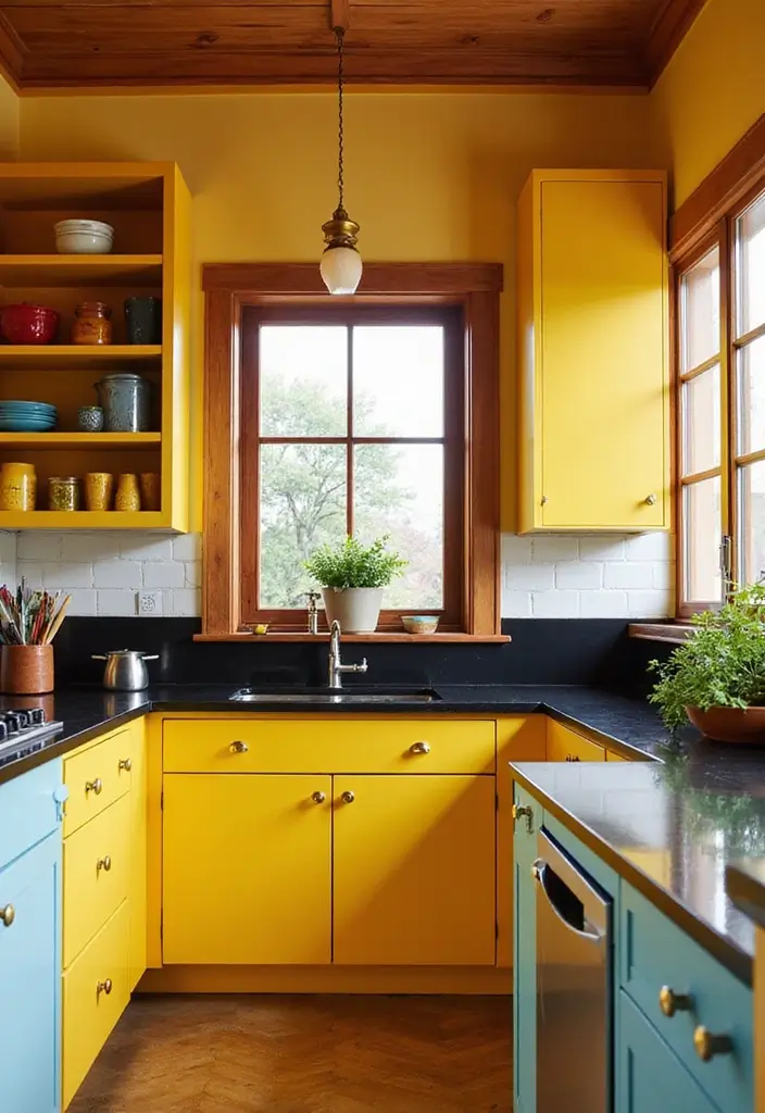 30 Black Countertops Kitchen Color Schemes That Look Chic - 9. Bold and Bright Accents