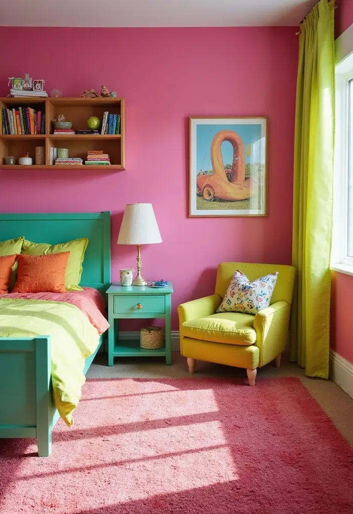 30+ Color de Pintura para Cuartos Ideas Inspiradoras - 13. Colores de Fiesta: Colores Brillantes y Llamativos